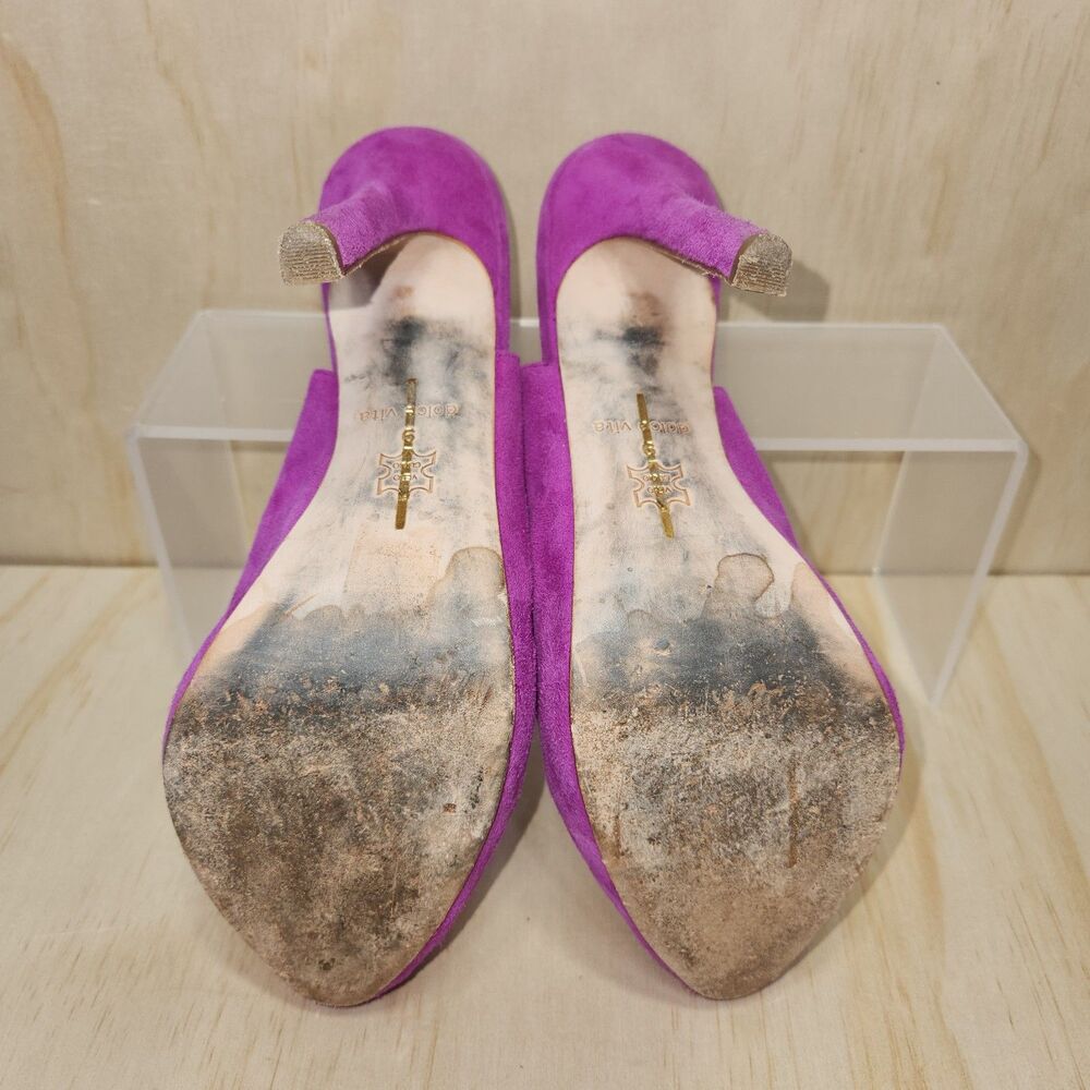 Dolce Vita Bambi Slingback Suede Pumps Magenta Heel Shoe Women 9 - Picture 7 of 9